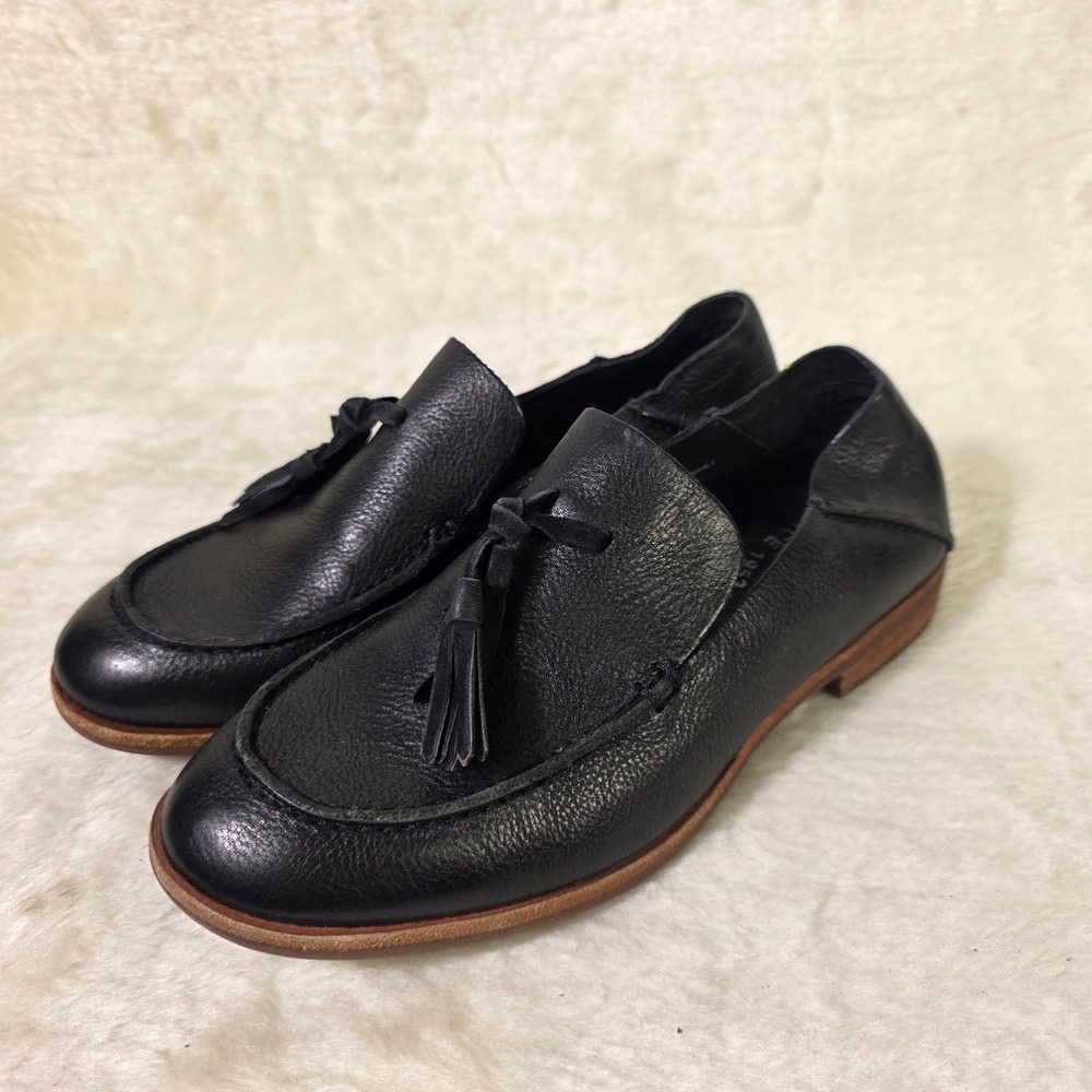 Kork-Ease Tinga Tassel Loafers Black Pebbled Leather Slip On Womens 6 Excellent